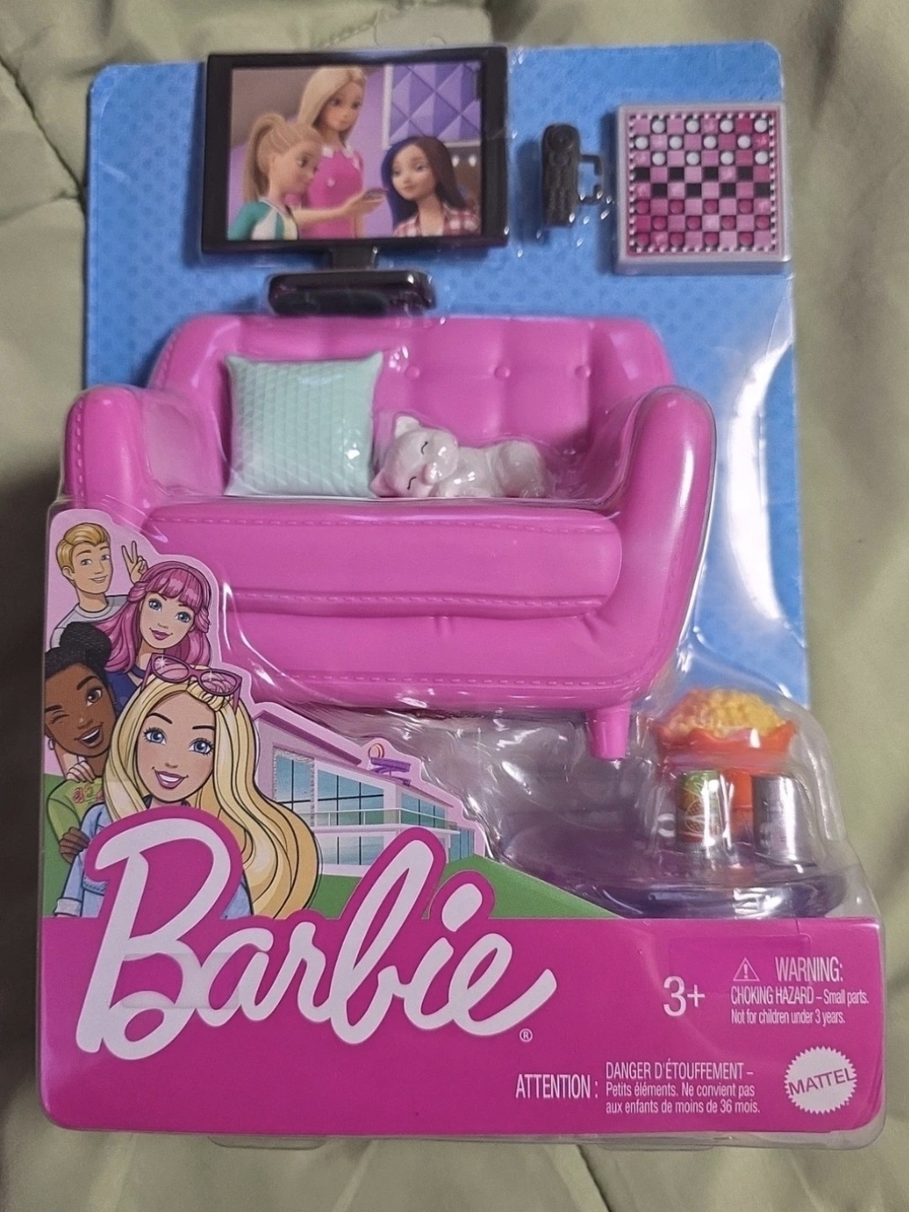 Barbie Hot Pink Living Room Sofa Playset with Accessories